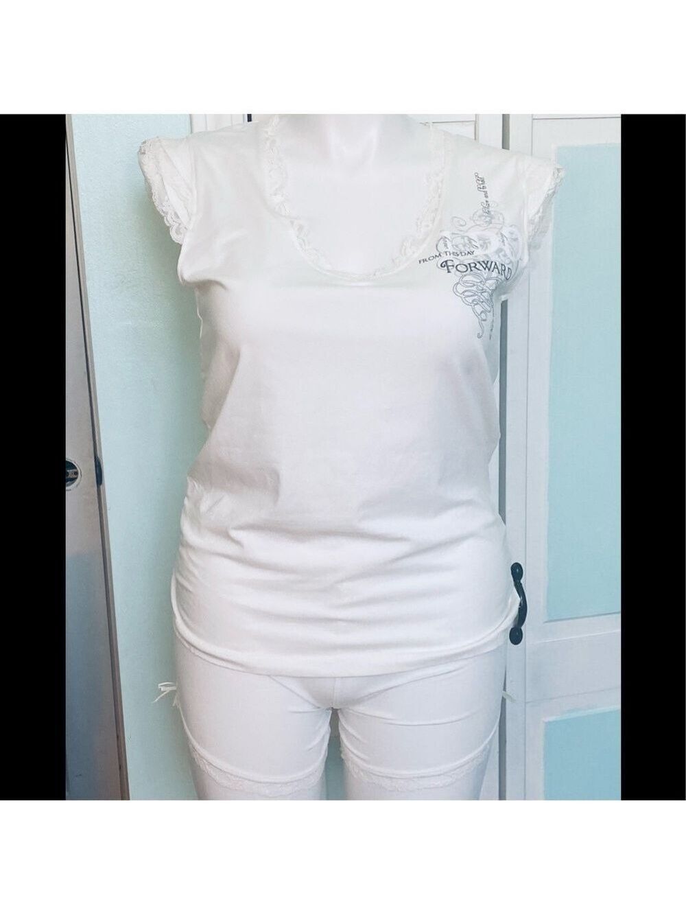 Size large bridal bride wedding Pajamas I do Ivory